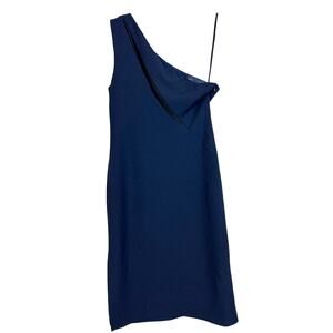 Antonio Melani Womens 4 Blue Bloom One Shoulder Lined Sheath Midi Dress NWT